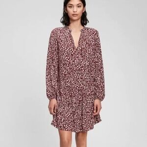 Gap V Neck Burgundy Floral Mini Dress Size Large